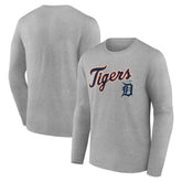 Detroit Tigers Team Lockup Long Sleeve T-Shirt - Gray