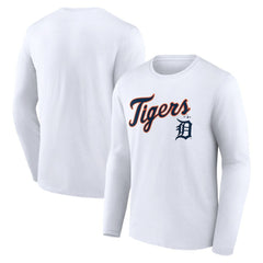 Detroit Tigers Team Lockup Long Sleeve T-Shirt - White