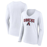 Arizona Diamondbacks Women's Team Lockup Long Sleeve V-Neck T-Shirt - White