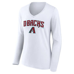 Arizona Diamondbacks Women's Team Lockup Long Sleeve V-Neck T-Shirt - White