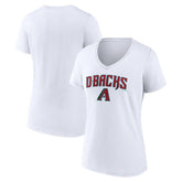 Arizona Diamondbacks Women's Team Lockup V-Neck T-Shirt - White