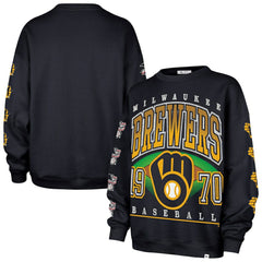 Milwaukee Brewers Women's Trendy Team Go Big Oversized Sweatshirt - Navy | 47 brand