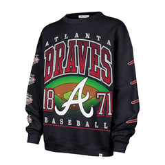 Atlanta Braves Women's Trendy Team Go Big Oversized Sweatshirt - Navy | 47 brand