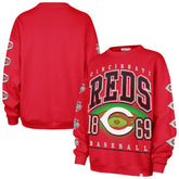 Cincinnati Reds Women's Trendy Team Go Big Oversized Sweatshirt - Red | 47 brand