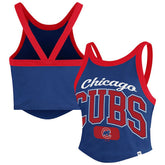Chicago Cubs Women's Trendy Team Rally Sporty Cropped Racerback Tank Top - Royal | 47 brand