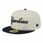 New York Yankees Two-Tone Stitch 59FIFTY Fitted Hat - Cream | New Era