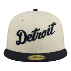 Detroit Tigers Two-Tone Stitch 59FIFTY Fitted Hat - Cream | New Era