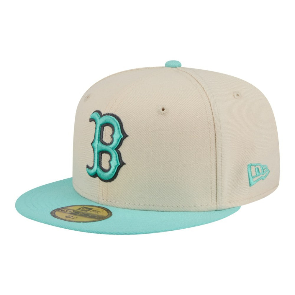 Boston Red Sox Two-Tone Color Pack 59FIFTY Fitted Hat - Light Beige/Turquoise | New Era