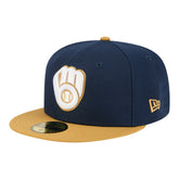 Milwaukee Brewers Two-Tone Color Pack 59FIFTY Fitted Hat - Navy/Khaki | New Era