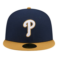 Philadelphia Phillies Two-Tone Color Pack 59FIFTY Fitted Hat - Navy/Khaki | New Era