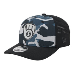 Milwaukee Brewers Tonal Camo 9SEVENTY Stretch-Snap Hat - Black | New Era