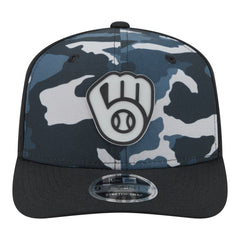 Milwaukee Brewers Tonal Camo 9SEVENTY Stretch-Snap Hat - Black | New Era