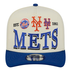 New York Mets Throwback Tri-Hit A-Frame 9FIFTY Adjustable Hat - Cream | New Era