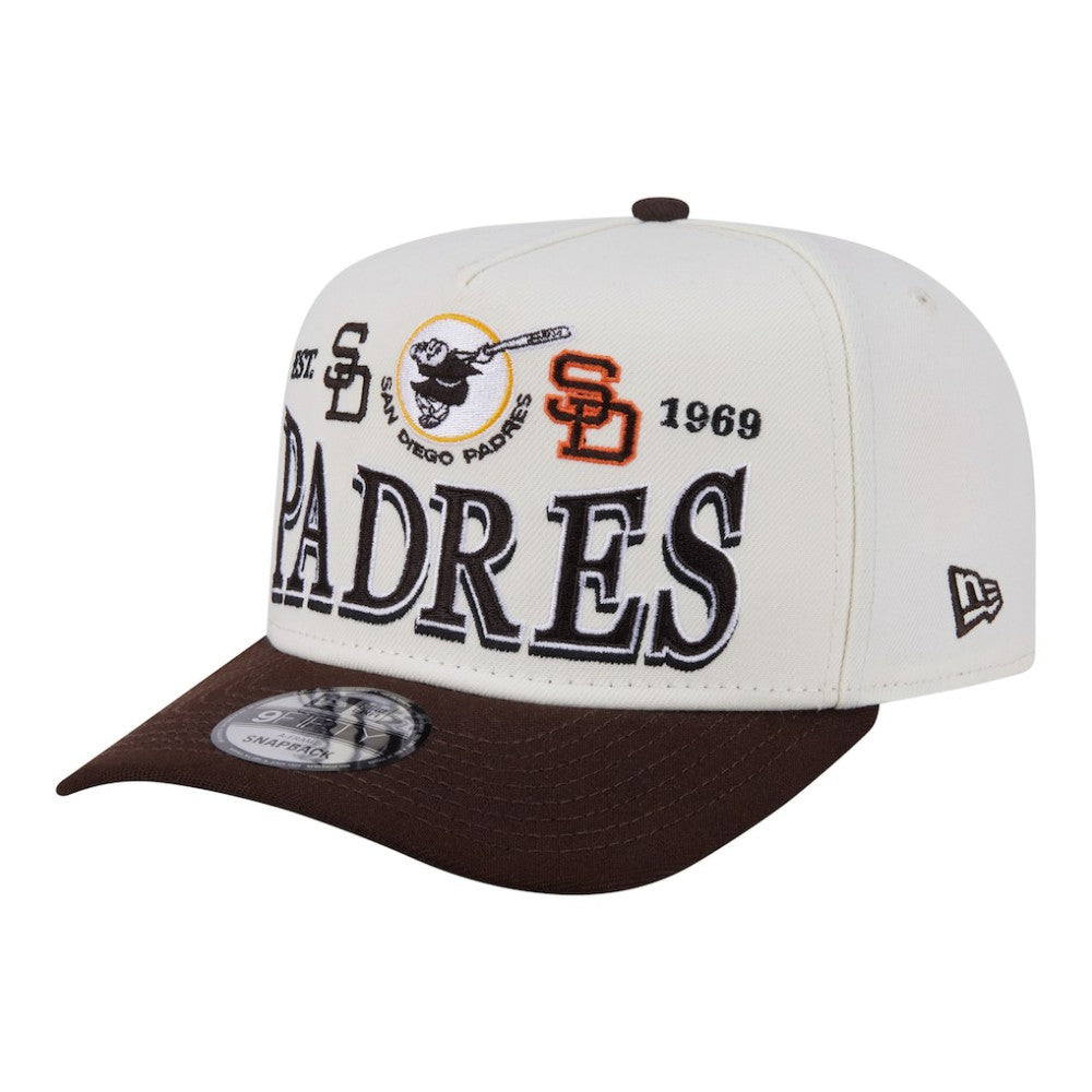 San Diego Padres Throwback Tri-Hit A-Frame 9FIFTY Adjustable Hat - Cream | New Era