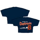 Detroit Tigers Women's Skyline Crop T-Shirt - Navy