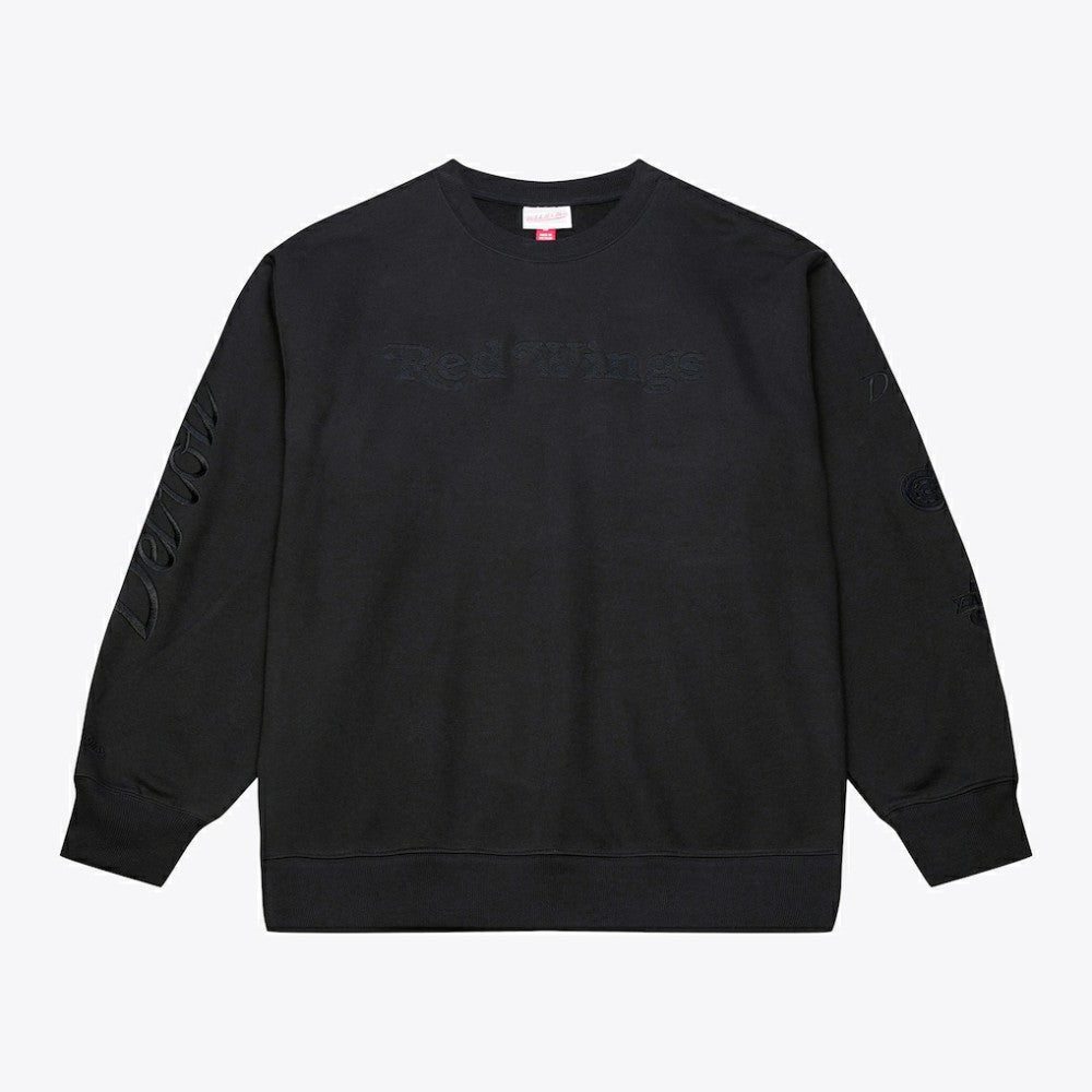 Detroit Red Wings Mitchell & Ness Phantom Fleece Crew Neck Sweatshirt Black
