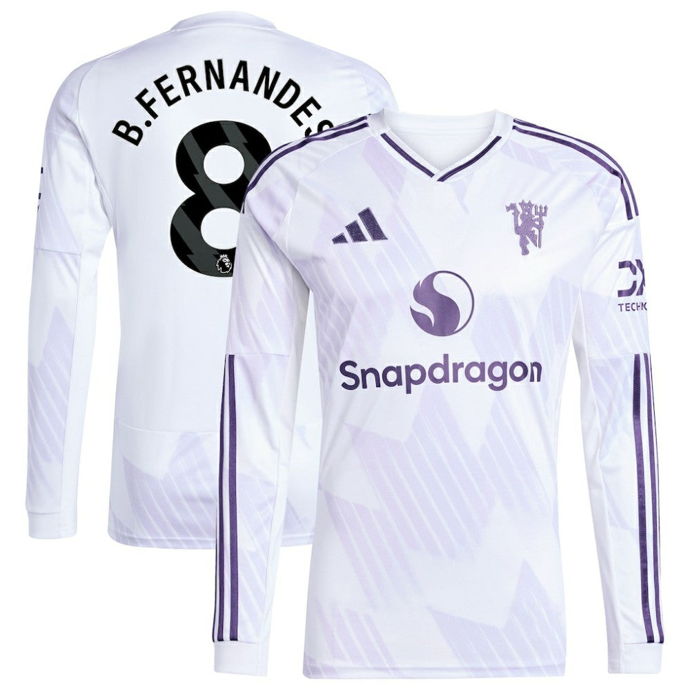Bruno Fernandes Manchester United 2025/26 Away Replica Long Sleeve Player Jersey - White | Adidas on sale