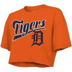 Detroit Tigers Majestic Threads Women's Boxy Crop T-Shirt - Orange
