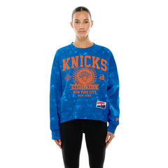 New York Knicks Women's Throwback Collection Mineral Wash Crewneck Sweatshirt - Blue | New Era sale