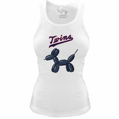 Minnesota Twins Tiny Turnip Women's Fitted Balloon Dog Tri-Blend Tank Top - White