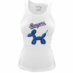 Texas Rangers Tiny Turnip Women's Fitted Balloon Dog Tri-Blend Tank Top - White