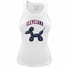 Cleveland Guardians Tiny Turnip Women's Fitted Balloon Dog Tri-Blend Tank Top - White