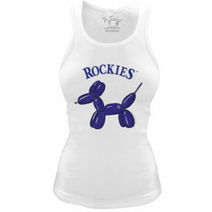 Colorado Rockies Tiny Turnip Women's Fitted Balloon Dog Tri-Blend Tank Top - White