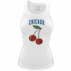Chicago Cubs Tiny Turnip Women's Fitted Cherries Tri-Blend Tank Top - White