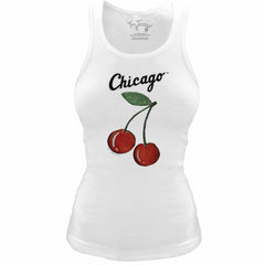 Chicago White Sox Tiny Turnip Women's Fitted Cherries Tri-Blend Tank Top - White