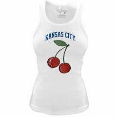 Kansas City Royals Tiny Turnip Women's Fitted Cherries Tri-Blend Tank Top - White