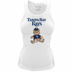 Tampa Bay Rays Tiny Turnip Women's Fitted Teddy Bear Tri-Blend Tank Top - White