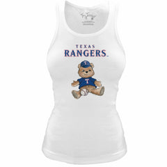 Texas Rangers Tiny Turnip Women's Fitted Teddy Bear Tri-Blend Tank Top - White