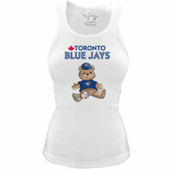 Toronto Blue Jays Tiny Turnip Women's Fitted Teddy Bear Tri-Blend Tank Top - White