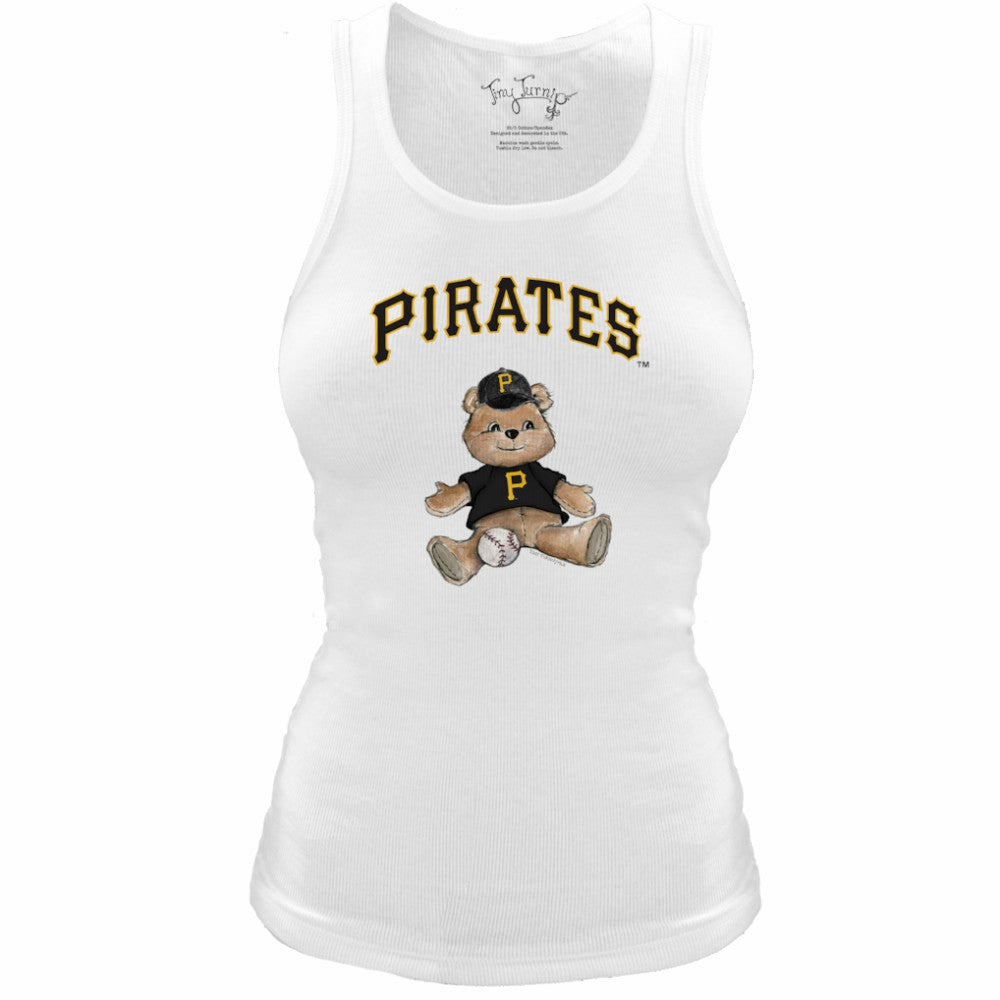 Pittsburgh Pirates Tiny Turnip Women's Fitted Teddy Bear Tri-Blend Tank Top - White