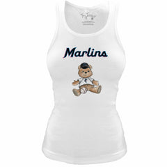 Miami Marlins Tiny Turnip Women's Fitted Teddy Bear Tri-Blend Tank Top - White