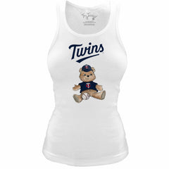 Minnesota Twins Tiny Turnip Women's Fitted Teddy Bear Tri-Blend Tank Top - White