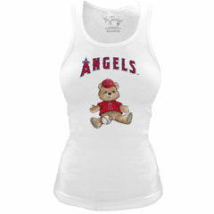 Los Angeles Angels Tiny Turnip Women's Fitted Teddy Bear Tri-Blend Tank Top - White