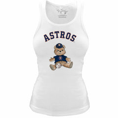 Houston Astros Tiny Turnip Women's Fitted Teddy Bear Tri-Blend Tank Top - White