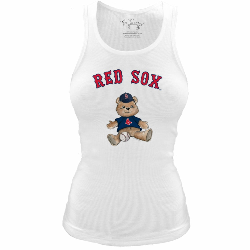 Boston Red Sox Tiny Turnip Women's Fitted Teddy Bear Tri-Blend Tank Top - White
