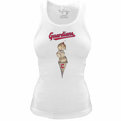 Cleveland Guardians Tiny Turnip Women's Fitted Triple Scoop Tri-Blend Tank Top - White