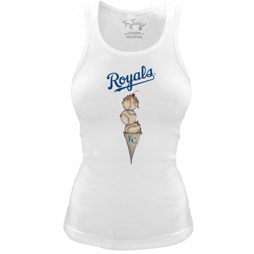 Kansas City Royals Tiny Turnip Women's Fitted Triple Scoop Tri-Blend Tank Top - White