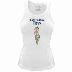 Tampa Bay Rays Tiny Turnip Women's Fitted Triple Scoop Tri-Blend Tank Top - White