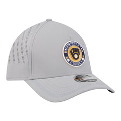 Milwaukee Brewers Patch 39THIRTY A-Frame M-Crown Perforated Flex Hat - Gray | New Era