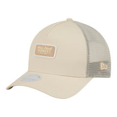 New York Yankees Women's Tonal Patch 9FORTY M-Crown A-Frame Trucker Adjustable Hat - Light Beige | New Era