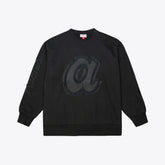 Atlanta Braves Phantom Fleece Crewneck Sweatshirt - Black | Mitchell & Ness