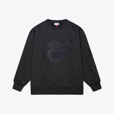 Baltimore Orioles Phantom Fleece Crewneck Sweatshirt - Black | Mitchell & Ness