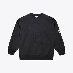 San Diego Padres Phantom Fleece Crewneck Sweatshirt - Black | Mitchell & Ness