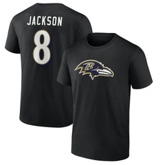 Lamar Jackson Baltimore Ravens Icon Name & Number T-Shirt - Black online