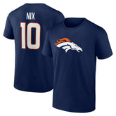 Bo Nix Denver Broncos Icon Name & Number T-Shirt - Navy outlet