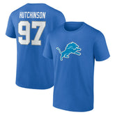 Aidan Hutchinson Detroit Lions Icon Name & Number T-Shirt - Blue sale